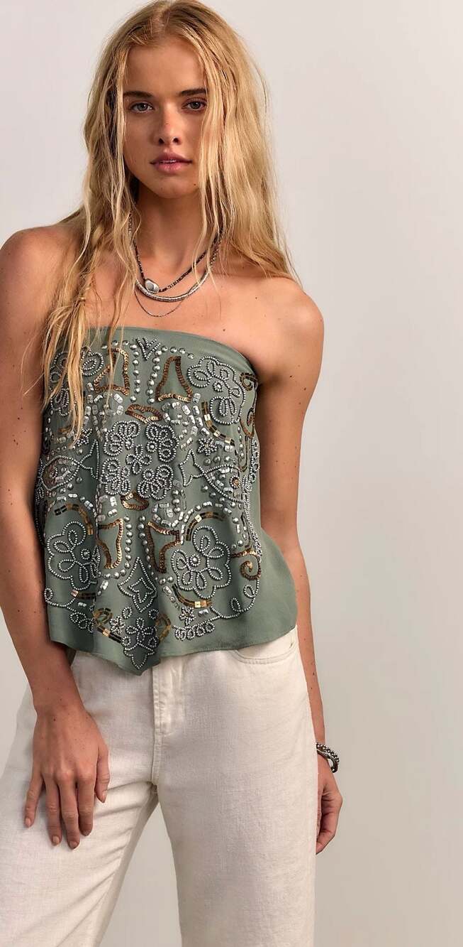 Free People Julia Embellished Tube Top SIZE x- SMALL NWT - Picture 1 of 4